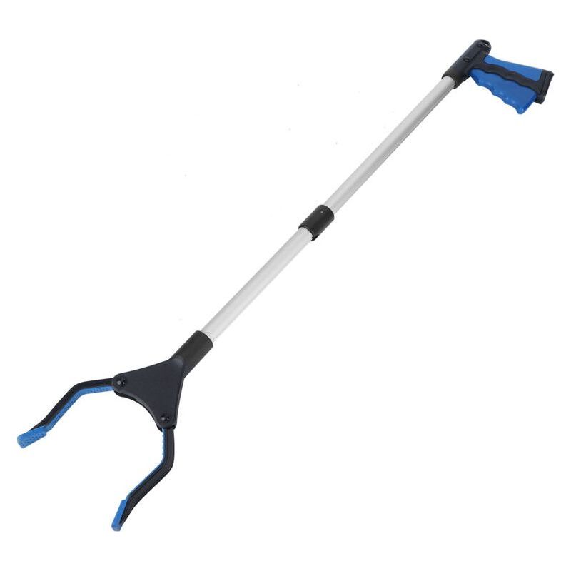 Crezuo Multifunktionale, Faltbare Müllgreifer, Aufsammelwerkzeuge, Hygieneartikel, Blauer Griff, Silbernes Rohr