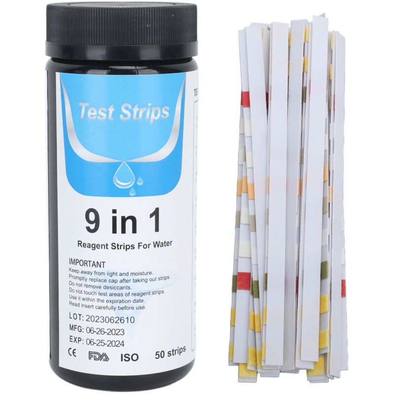 50 Ph 9-in-1 Teststreifen, Präzises Wasserqualitäts-testpapier Für Schwimmbäder Und Aquarien, Crezuo