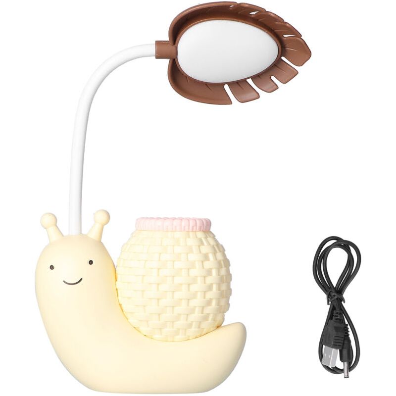Crezuo Led-schreibtischlampe Mit Stifthalter, Multifunktional, Usb-ladefunktion, Niedliche Schreibtischlampe Für Schüler Und Kinder, Gelb