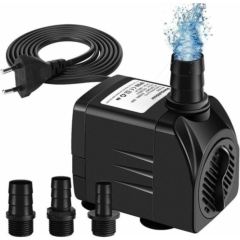 Crezuo 65w Tauchbrunnenpumpe, Einstellbare Fördermenge 3000 L/h, 3 M Förderhöhe, Leiser Betrieb 20–30 Db, 3 Düsen Im Lieferumfang Enthalten