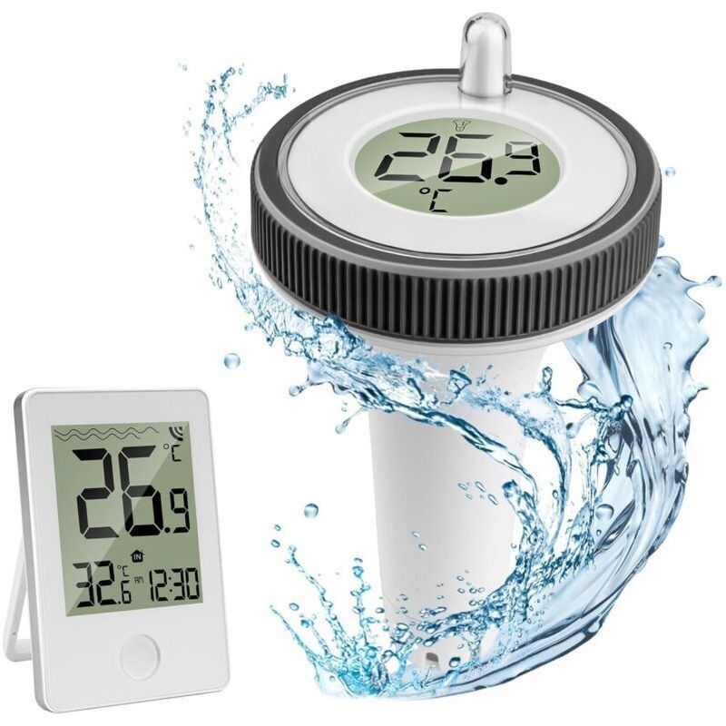 Crezuo Kabelloses Poolthermometer, Kabelloses Schwimmendes Digitales Poolthermometer, Ip67 Wasserdichtes Poolthermometer, Wasserthermometer Für Den Innen- Und Außenbereich, Für Aquarien, Badewannen, T