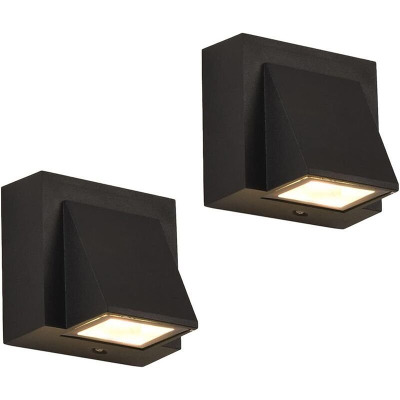 Teelicht-wandleuchte Für Den Außenbereich, 2 Stück, Ip65 Wasserdichte Led-wandleuchte, 5 W Warmweißes Licht (3000 K), Quadratisches Aluminium, Gartenwandleuchte Von Crezuo
