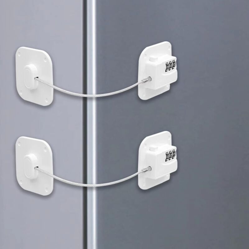 Crezuo Weißes Code-kühlschranktürschloss, 2er-pack, Kindersicherung Mit Klebefläche, Für Kühlschrank, Schrank, Schlüssellos