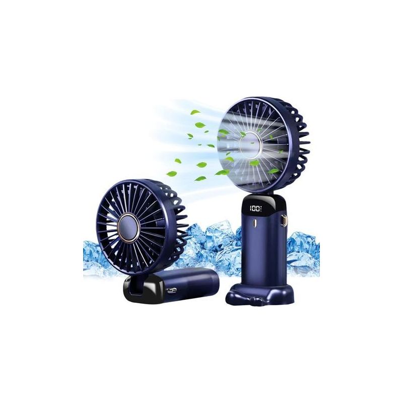 Mini-usb-ventilator, Tragbarer Taschenventilator, 5 Geschwindigkeitsstufen Mit Ständer, Faltbarer Tischventilator Für Büro Und Outdoor-aktivitäten, Dunkelblau, Crezuo