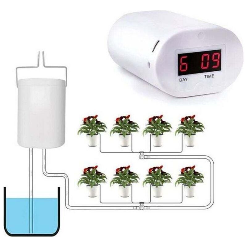 Crezuo 8-kopf-automatik-bewässerungspumpe, Blumen- Und Pflanzensteuerung, Tropfbewässerungsgerät, Pumpenzeitschaltuhr, Gartengerät