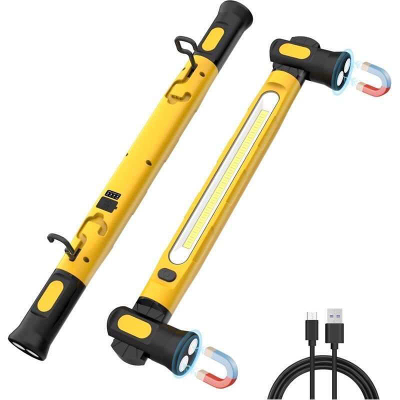 Crezuo 5200 Mah Akku-arbeitsleuchte, 3000 Lumen Led-lichtleiste Mit Magnet Und Haken