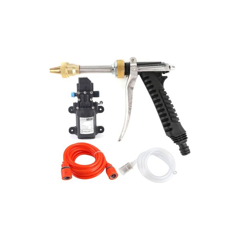 12-v-tragbare Hochdruck-wasserstrahlleuchte (130 Psi), 80-w-wasserpumpen-schlauchset, Crezuo-autowaschreiniger