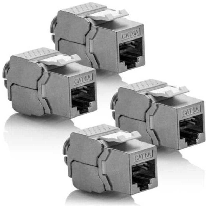 4 X Keystone-modul Cat 6a Buchse, Geschirmt, Stp, Rj45-stecker, Schnappmontage, Kabelanschluss, Cat 500 Mhz, 10 Gbit/s Crezuo