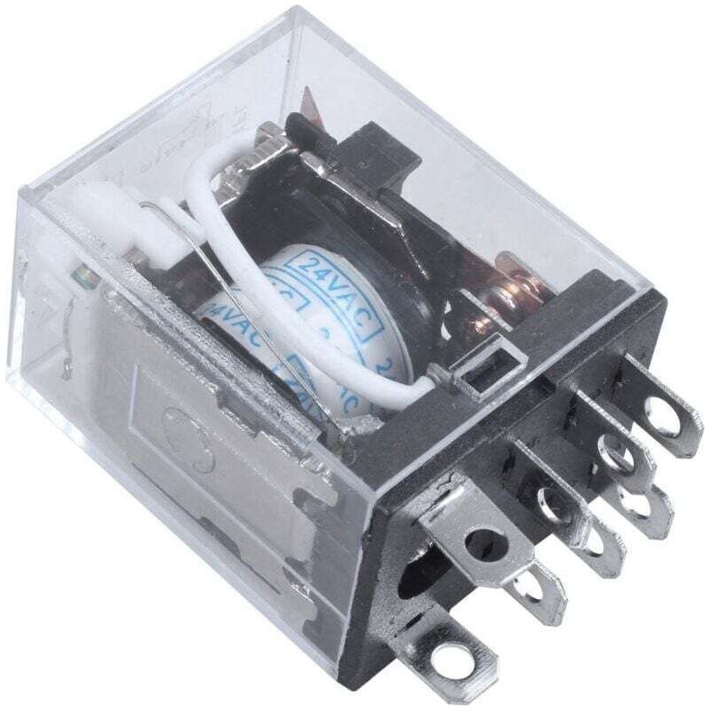Crezuo 24v Ac Dpdt 8-poliges Elektromagnetisches Relais, Spule Jqx-13f Mit Roter Led