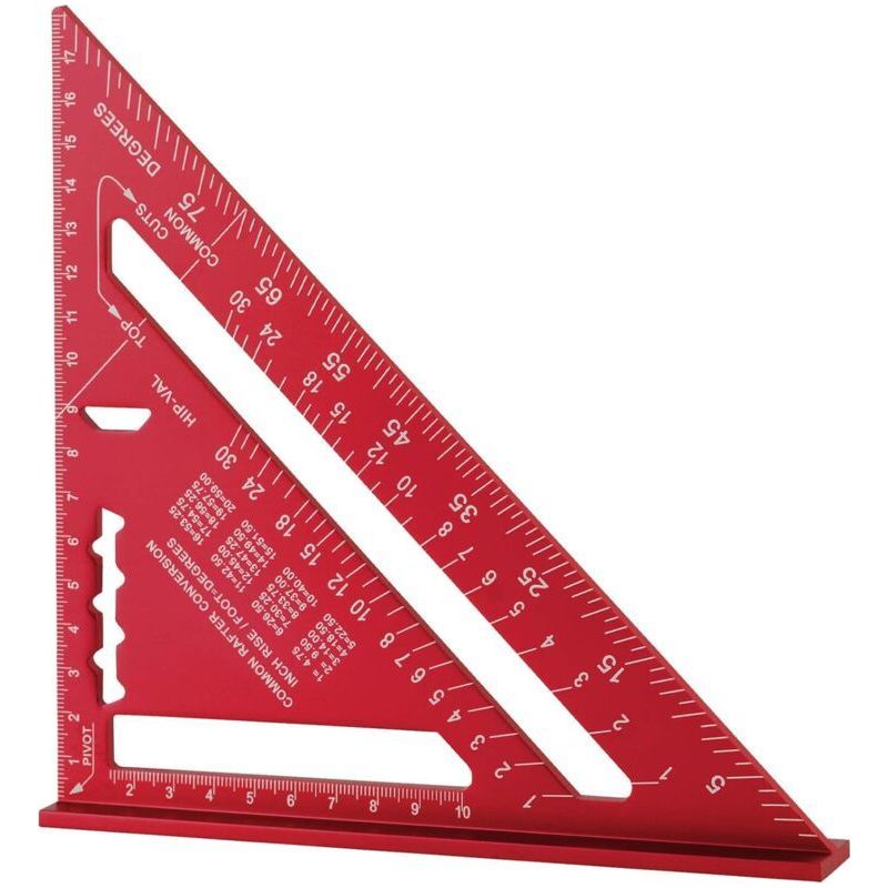 Crezuo 185 Mm Hochpräzisions-dreiecklineal Aus Aluminiumlegierung, Rot, Winkelmesser, Messwerkzeug Für Die Holzbearbeitung