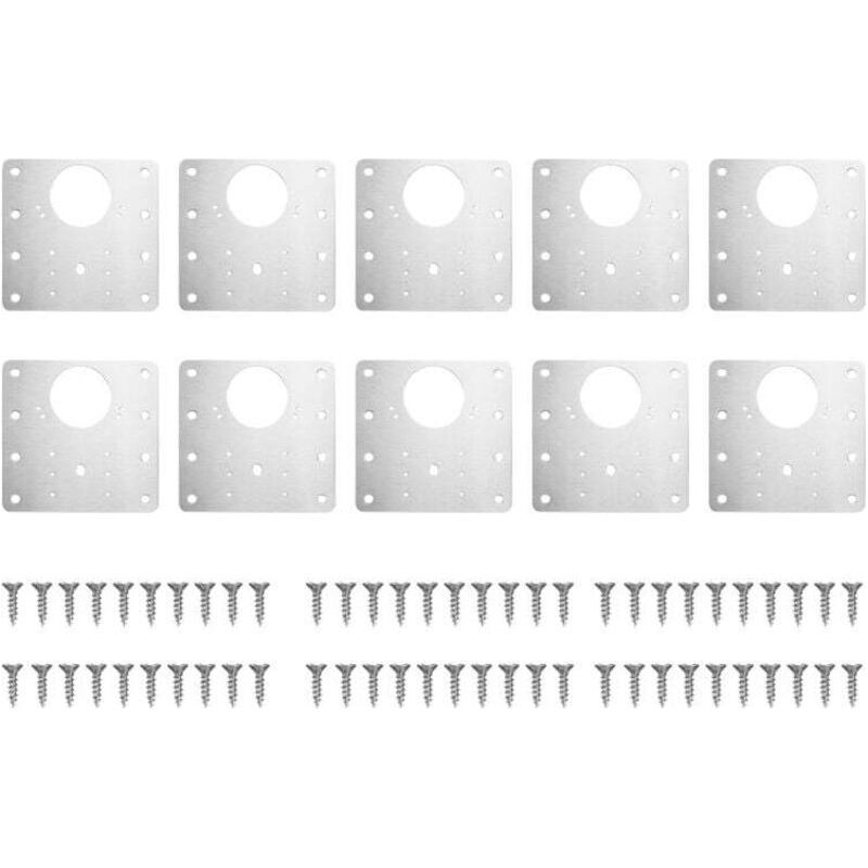 Crezuo 10er-packung Reparaturplatten Für Schrank-, Küchen-, Küchenschrank- Und Türscharniere Mit Löchern Und Flachen Montagehalterungen