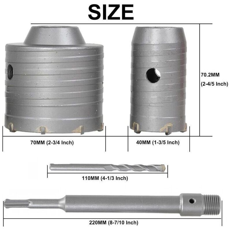 150-mm-wandlochsäge, Elektrisches Hammer-wandlochsägen-set, 22 X 200 Mm Rundgriffverlängerung, Crezuo
