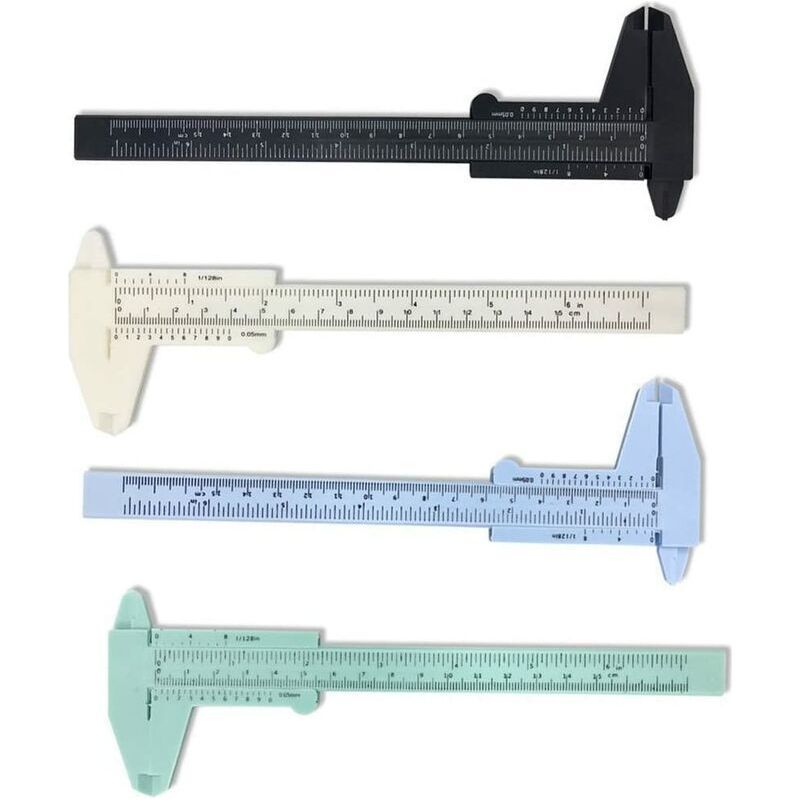 Satz Mit 4 Kunststoff-messschiebern, Grün, Blau, Weiß, Schwarz, 6 Zoll/150 Mm Crezuo