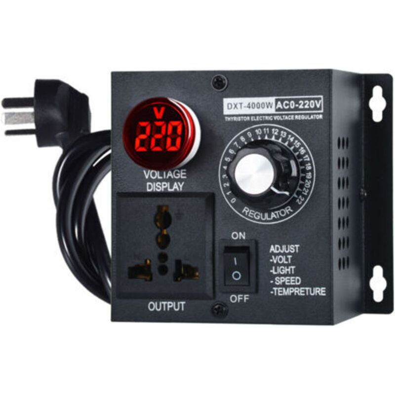 Régulateur De Tension Électronique Ac220v 4000w, Régulateur De Vitesse, Avec Prise Européenne Crezuo