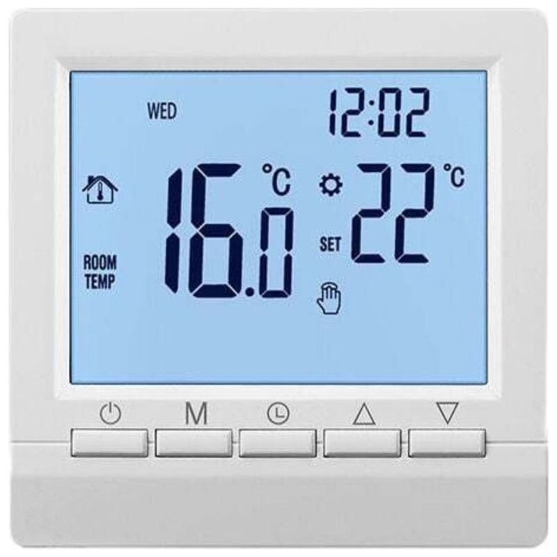 Crezuo Smart-wandthermostat Mit Lcd-display Für Fußbodenheizung, Blau-weiße Hintergrundbeleuchtung