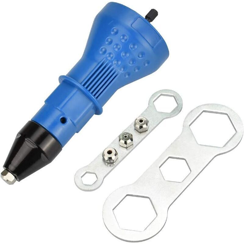 Nietpistole Mit Edelstahladapter, Elektrische Nietpistole, Nietwerkzeug Mit Düse Und Schraubenschlüssel, Für Backofen, Heimwerkerbedarf, Blau Crezuo