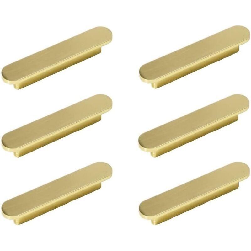 Set Mit 6 Goldenen Griffen, Küchenschrankgriffe, Gebürstetes Messing, 96 Mm Lochabstand, Schrankgriffe, Crezuo Möbelgriff