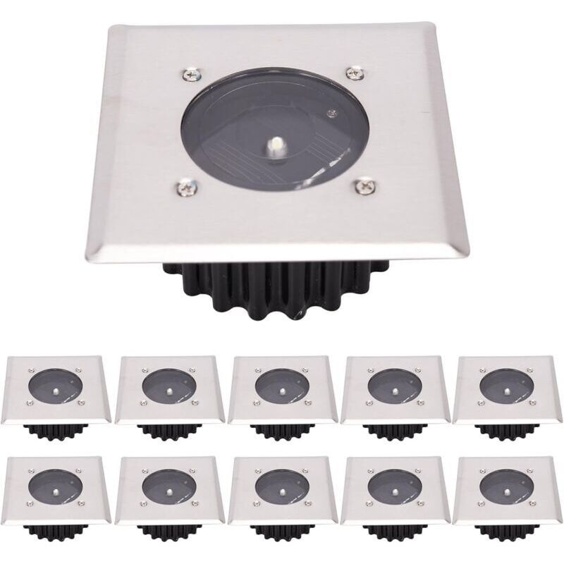 10er-pack Led-solar-bodenleuchten, Außenbeleuchtung, Straßenbeleuchtung, Erdbeleuchtung, Ip65 Wasserdicht, Kaltweiß, Energieklasse A+ Crezuo