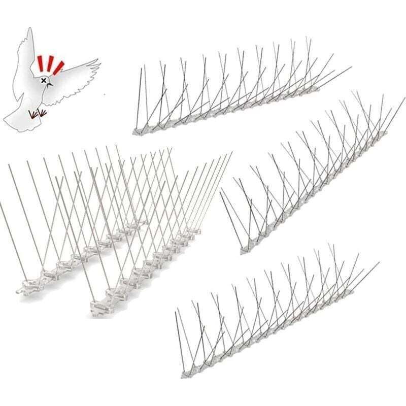 Taubenabwehrspitzen Aus Edelstahl, 1 M, 4 Reihen, Vormontierte, Flexible Vogelabwehrspitzen Für Balkone, Gegen Spatzen, Schwalben, Krähen Und Katzen. Crezuo