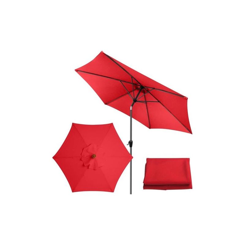 Ersatzbezug Für Markttisch-sonnenschirm, Tisch Und Sonnenschirm, 8 Streben, 3 M, Wasserdicht, Uv-beständig, Rot Crezuo