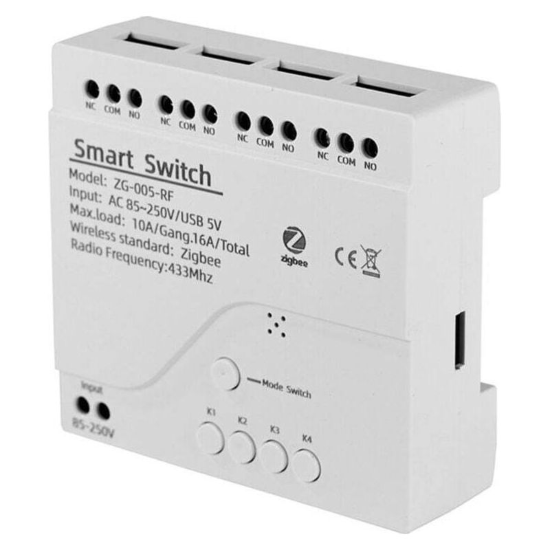 Crezuo 4-kanal Rf433 Zigbee Smart-schaltermodul, Hausautomation, Funkrelais, Sprachsteuerung