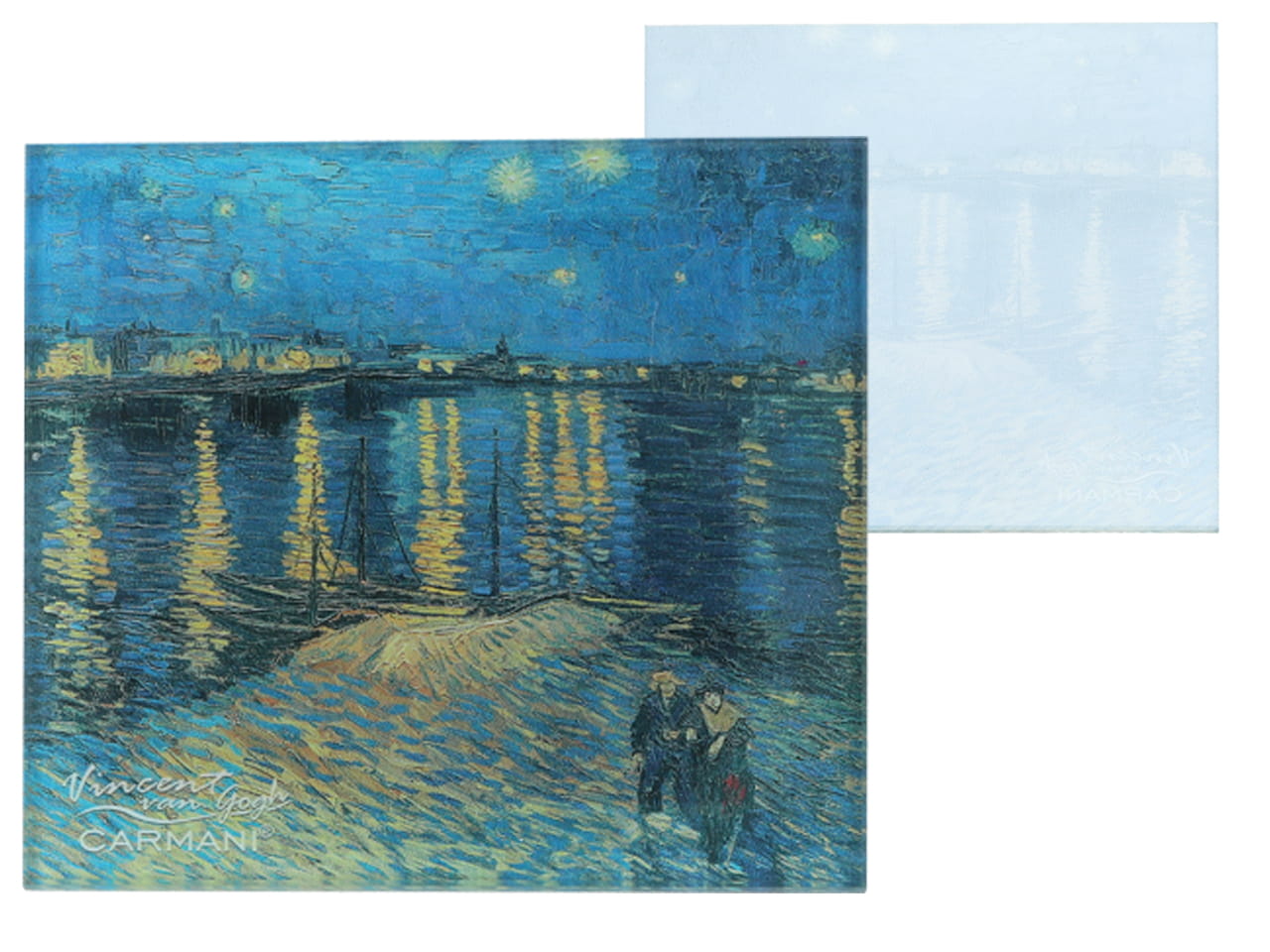 Carmani, Glasuntersetzer Ca. 11,5 X 11,5 Cm – Van Gogh/sternennacht Über Der Rhône