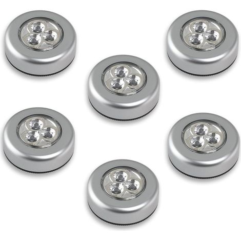 Lot De 6 Lampes Led Sur Piles – Lumière Blanche – Installation Facile Sur Toutes Surfaces – Pour Espaces Confinés Et Éclairage D'Urgence