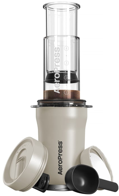 Aeropress Go Plus Set Kaffeemaschine + Thermobecher + 45 Papierfilter + Faltbarer Rührstab + Messbecher Sahne 300 Ml (85276082523)