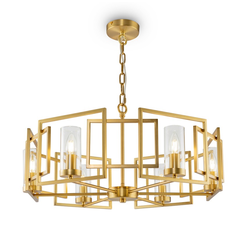 Goldener Kronleuchter, 6-flammig, Hängend.