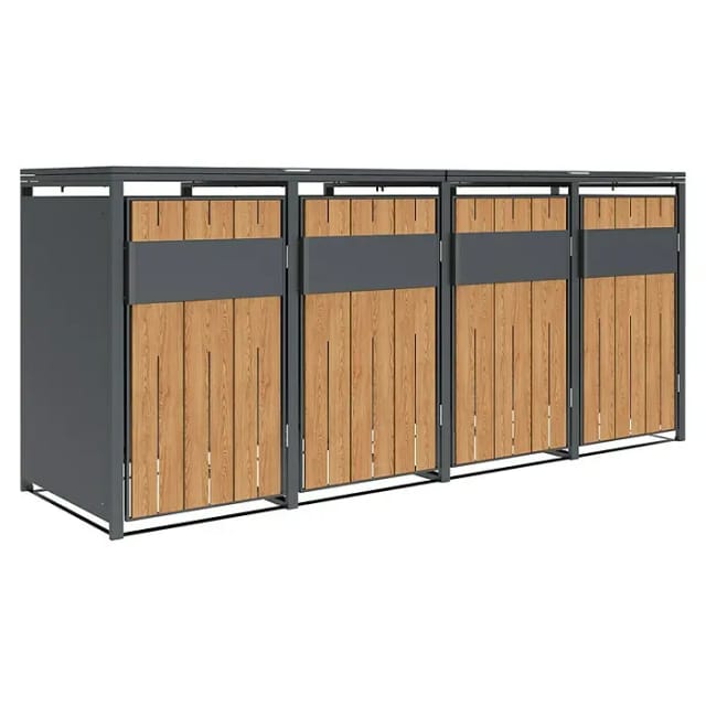 Westmann Varius 4 Metall Mülltonnenbox 4er 4x240 L Holzoptik