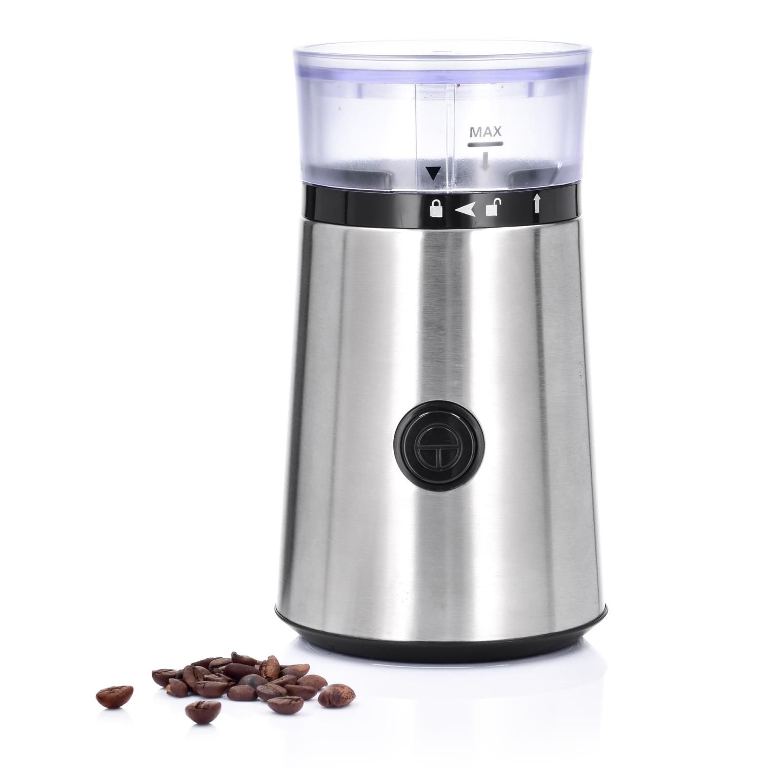 Elegante Elektrische Kaffee- Und Gewürzmühle, Stahl, Silber, Bosse Duka