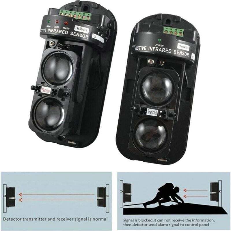 100 M Dual-beam-aktiv-infrarotdetektor, Fotoelektrisch, Heimüberwachungsalarm, Crezuo Infrarotdetektor-sensor
