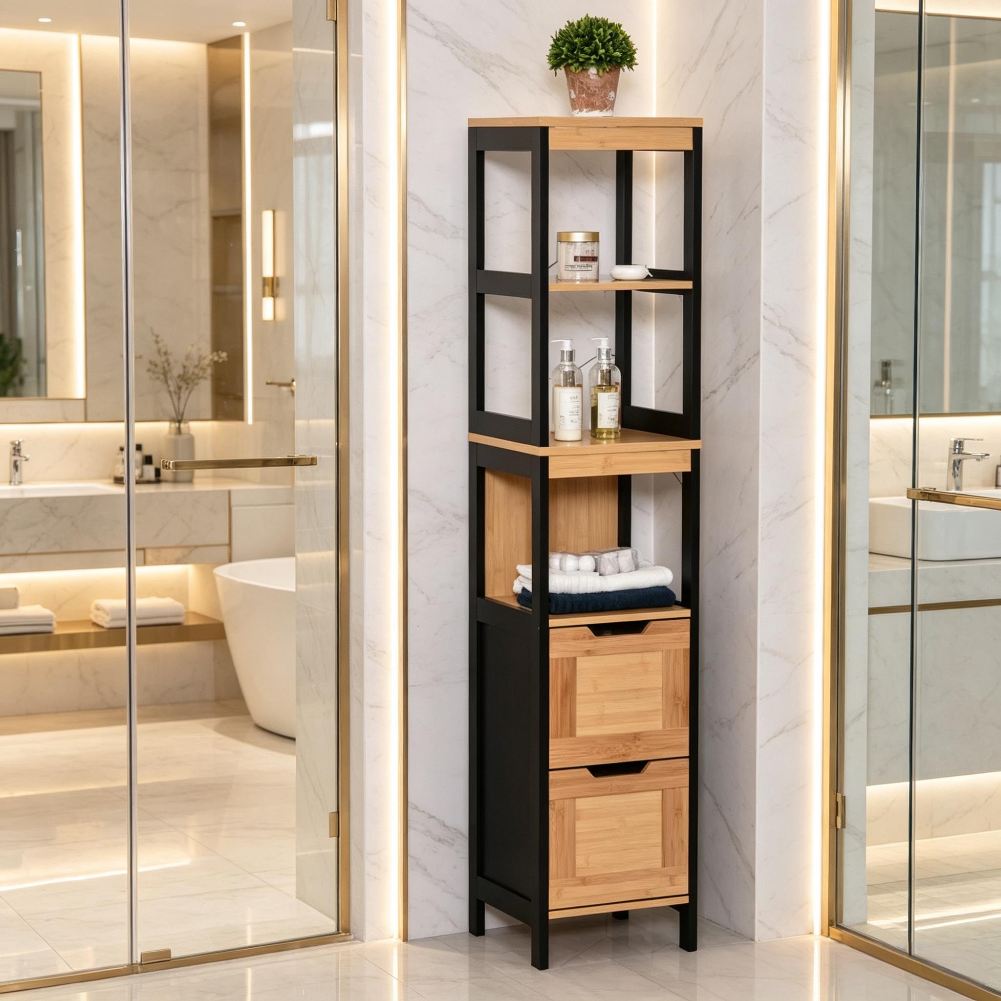 Multifunktionaler Badregal Mit Schubladen, Hoher Badezimmerschrank, Aufbewahrungsturm, Standregal(nur Mit Standregal)