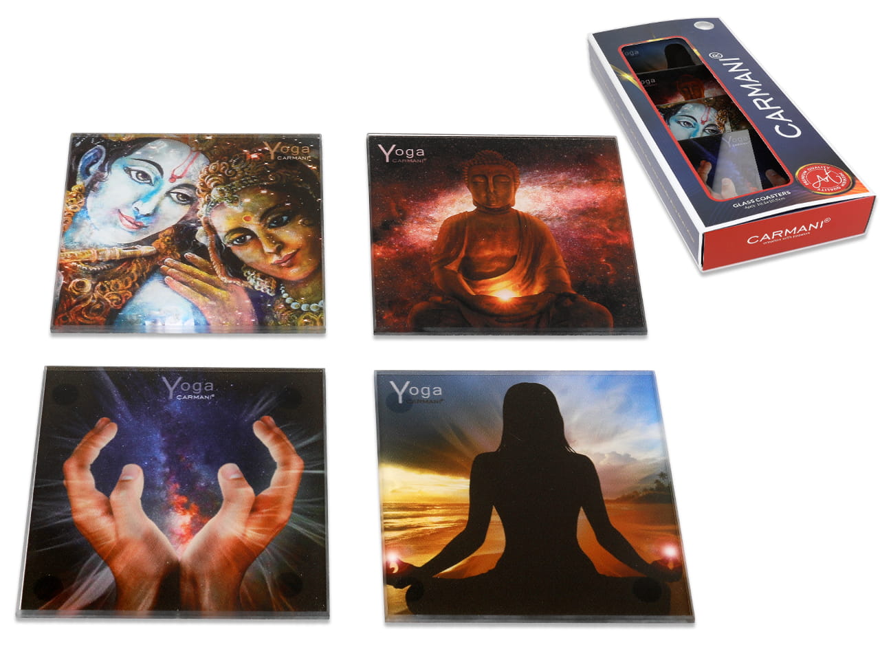Set Mit 4 Glasuntersetzern - Yoga (carmani)