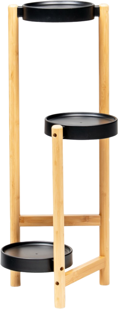 Meven 3-stöckiger Bambus-pflanzenständer 26 X 50 X 80 Cm Schwarz (5905842530911)