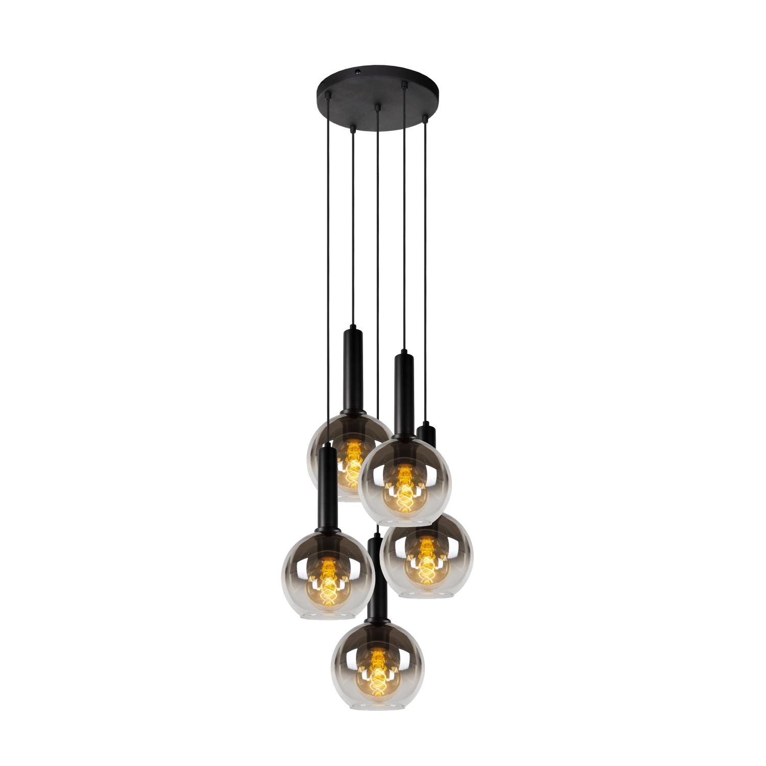 Kronleuchter – 55 Cm Durchmesser – 5 E27-glühbirnen – Schwarz