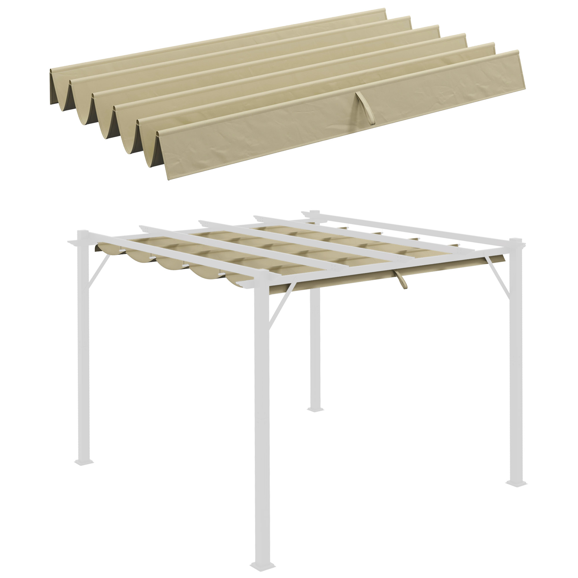 Ersatzdach Pergola 250×255 cm, Wasserdichte Überdachung Mit Regenlöchern, Winterfest, Garten & Terrasse (beige)