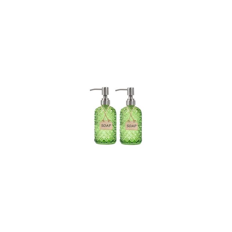 Set Aus 2 Eleganten Seifenspendern Aus Glas Mit Rostfreier Pumpe Aus Edelstahl 304, Für Küche Und Bad Von Crezuo