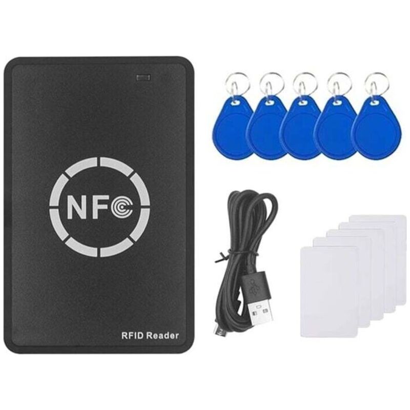 Crezuo Nfc Rfid-lesegerät/schreiber Mit 5xuid-karten- Und Schlüsselanhänger-duplikator Zum Kopieren Von Ausweisen Und Ic-schlüsseln