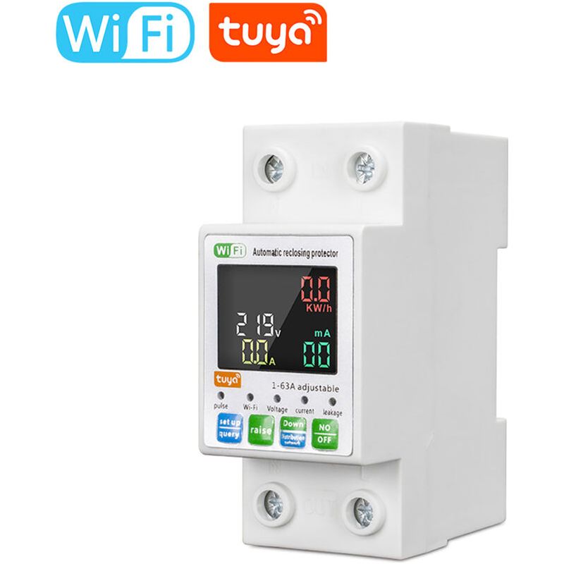 Tuya Wifi Smart-leistungsschalter Mit Hintergrundbeleuchtetem Hybrid-energiezähler, Automatischer Wiedereinschaltung, Lcd-display, Fernsteuerungs-app Und Alexa-kompatibilität Von Crezuo