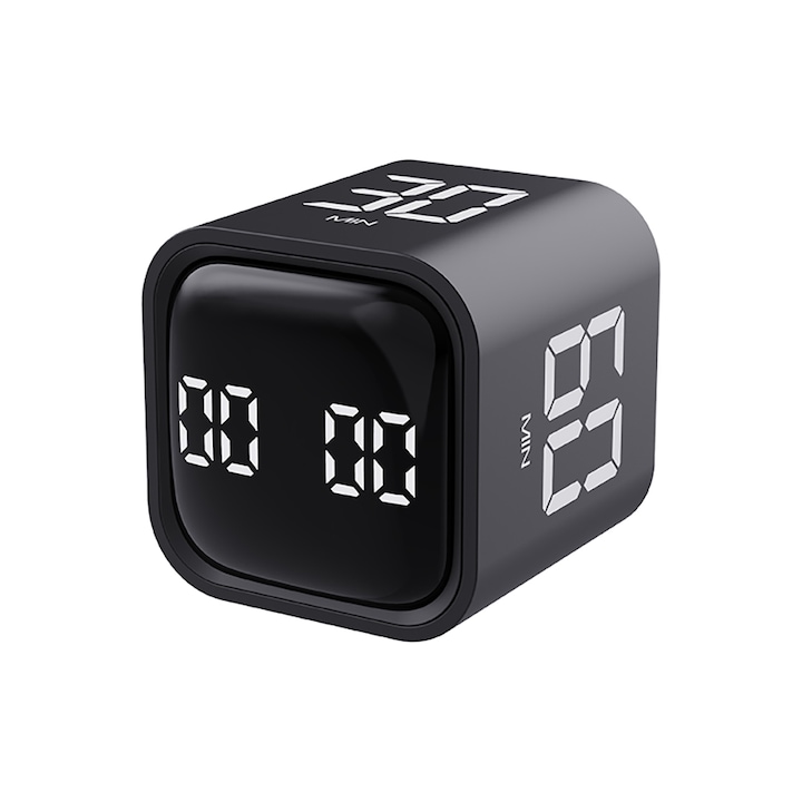 Pomodoro-timer, Pomodoro-timer Für Büro, Bibliothek Und Küche, Würfel-timer Für Adhs, Einstellbar Mit Vibration Und Ton, Schwarz, 4,4 X 4,4 X 4,6 Cm
