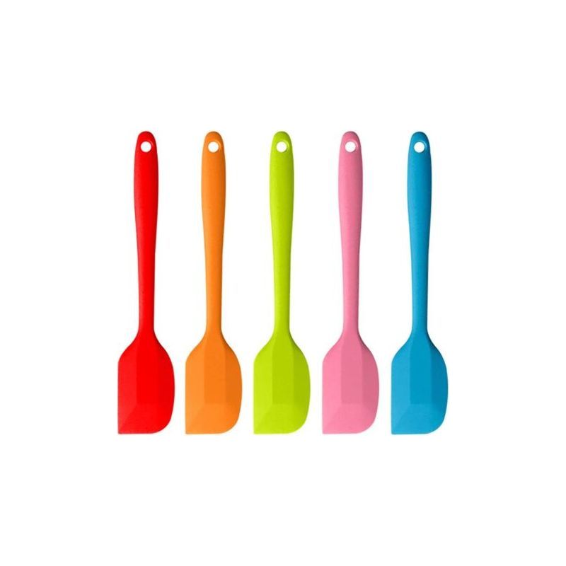 Ein Set Aus 5 Hitzebeständigen Und Antihaftbeschichteten Silikonspateln Mit Metallkern, Ideal Zum Kochen Und Backen. Crezuo