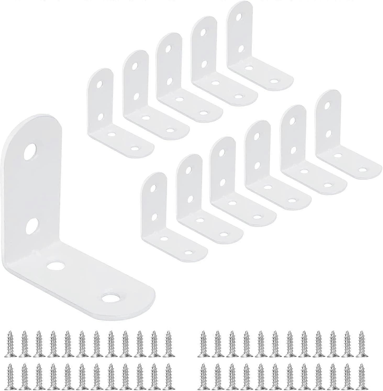 12 Stück 40 X 40 Mm Winkelverbinder, 90°-winkel Aus Metall Mit 48 Schrauben Zur Befestigung Von Holzmöbeln, Weiß