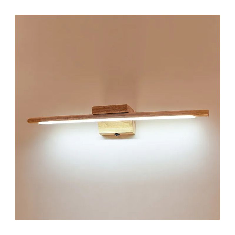 60 Cm Große Badezimmer-spiegelleuchte Aus Holz Mit Schalter, Ip44 Wasserdicht, Led, 3000 K, Moderne Wandleuchte