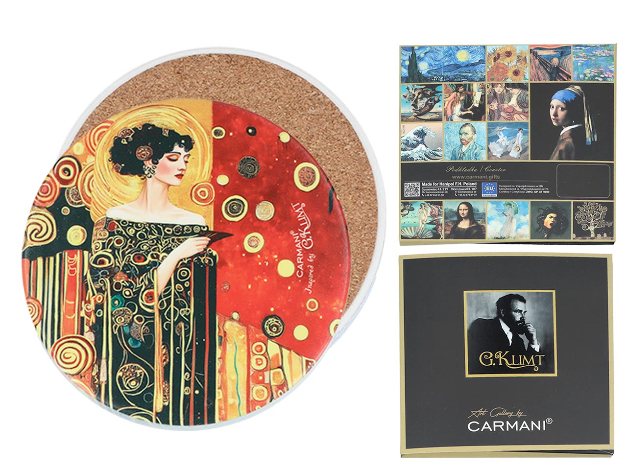 Carmani, Keramik-tassenuntersetzer, Rund – Motiv Inspiriert Von G. Klimt