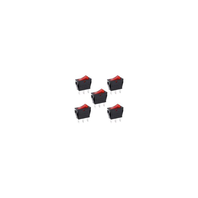 Crezuo 3-poliger Spst-ein/aus-wippschalter, Rote Kontrollleuchte, 16 A, 250 V Ac, 5er-packung