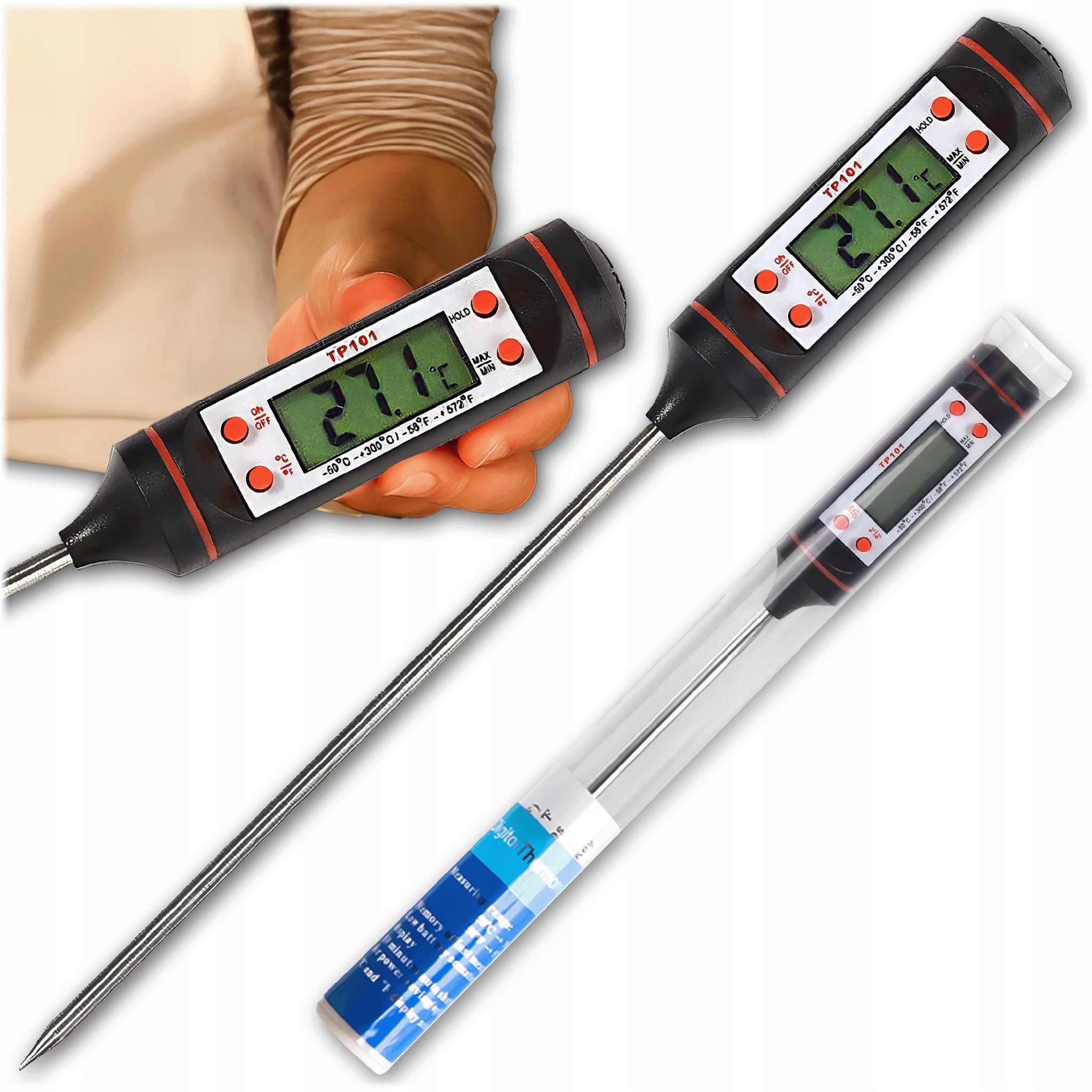 Elektronisches Küchenthermometer Mit Sonde Für Fleisch, Kochen Und Grillen