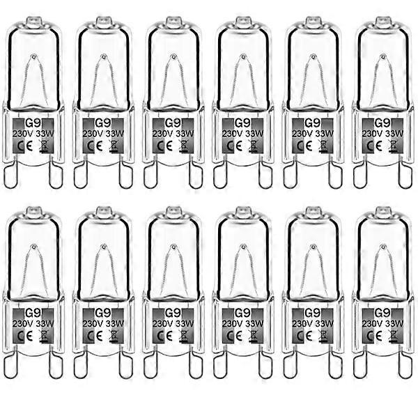 12er-pack G9-halogenlampen, 35 W, 230 V, 2800 K Warmweiß, 380 Lm, Klare Kapsel, Dimmbar, Flackerfrei