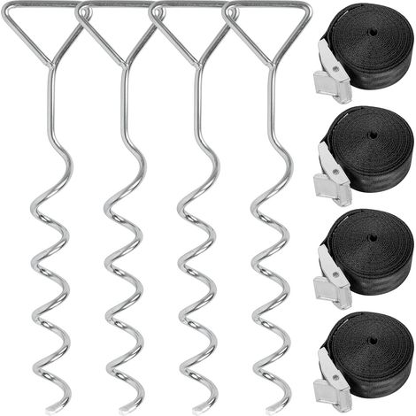 8-teiliges Trampolin-anker-set – Robuste Trampolin-heringe Mit Reißfesten Spanngurten, Schaukel-anker-set, Trampolin-anker-set