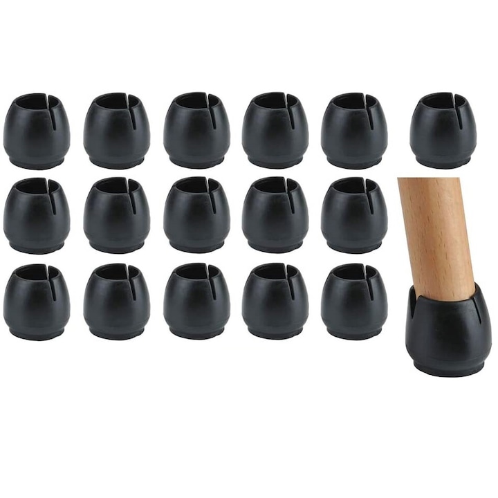 Set Mit 16 Stuhlbein- Und Parkettschonern, Korbi, 17–21 Mm, Rutschfest, Silikon/filz, Schwarz
